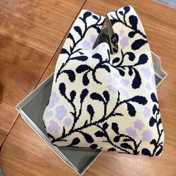 Women's Knitted Simple Branch Printed Handbag