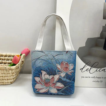 Gold Silk Double-sided Embroidered Small Square Bag Ethnic Style Leisure