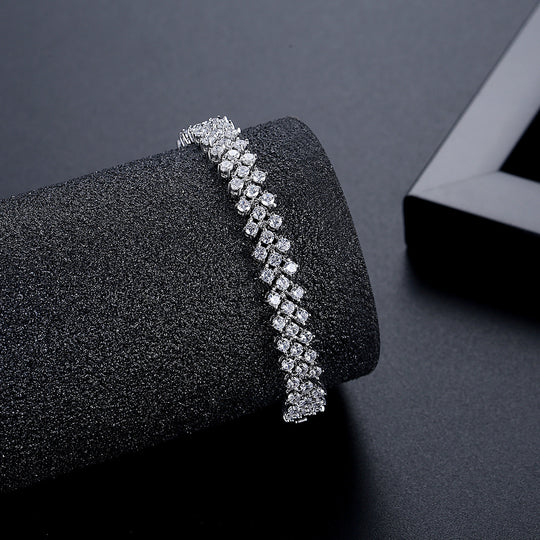 Copper Inlaid Zircon Crystal Bracelet Fashion Simple