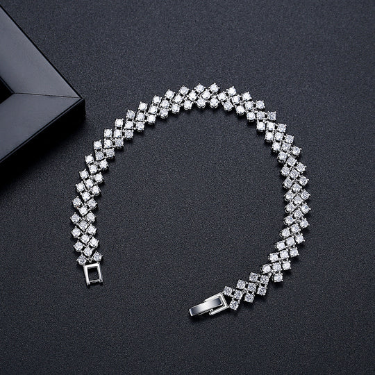 Copper Inlaid Zircon Crystal Bracelet Fashion Simple