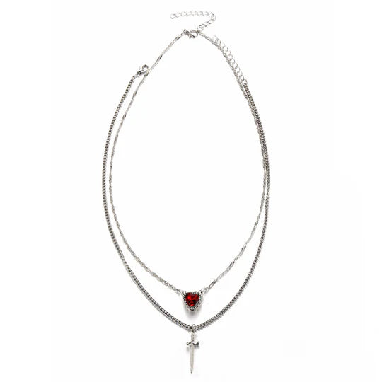 Pendant With One Arrow Heart Love Dagger Multi-layer French Retro Women's Necklace