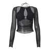 Hollow Out Irregular Slim-fit Slimming Long Sleeve Top
