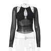 Hollow Out Irregular Slim-fit Slimming Long Sleeve Top