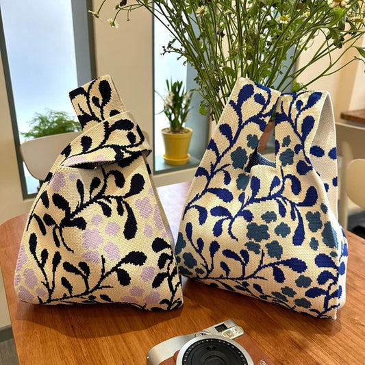 Women's Knitted Simple Branch Printed Handbag