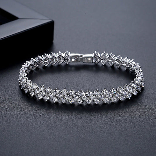 Copper Inlaid Zircon Crystal Bracelet Fashion Simple