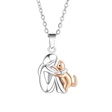 Fashionable And Creative Little Girl Hug Kitty Necklace