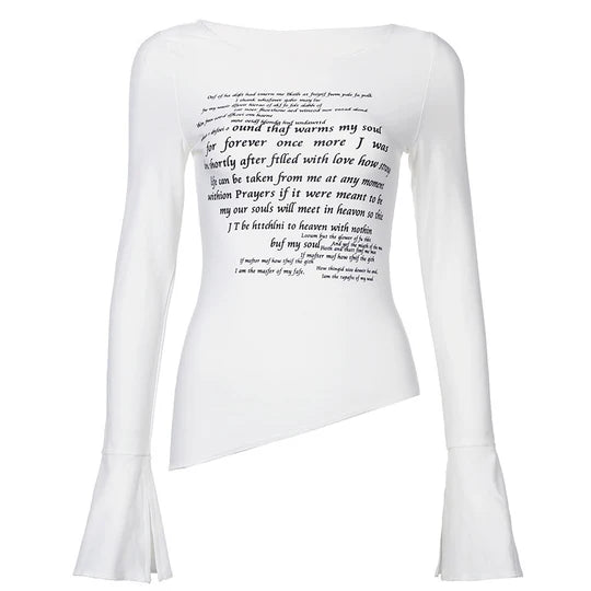 T-shirt Shoulder Personality Slim Fit Hot Girl Long Sleeve