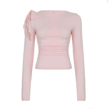 T-shirt Shoulder Personality Slim Fit Hot Girl Long Sleeve