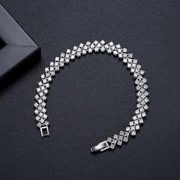 Copper Inlaid Zircon Crystal Bracelet Fashion Simple