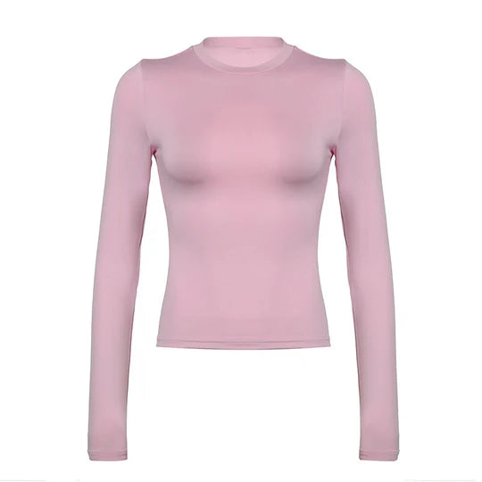 T-shirt Shoulder Personality Slim Fit Hot Girl Long Sleeve