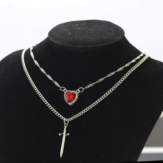 Pendant With One Arrow Heart Love Dagger Multi-layer French Retro Women's Necklace