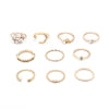 Bohemian Fashion Star Moon Love Pearl Leaf 10-Piece Ring