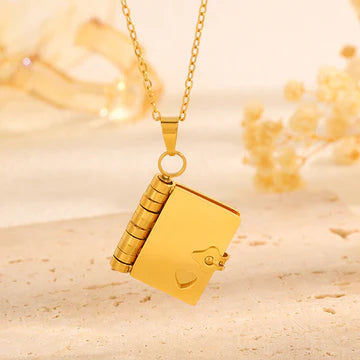 Titanium Steel Girl Love Letter Necklace With Openable Pendant
